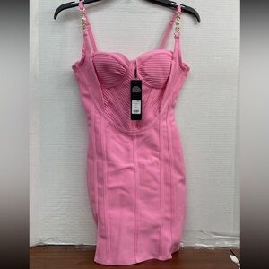 NWT Fashion Nova “Destiny” Bandage Body Con Pink Dress Size M